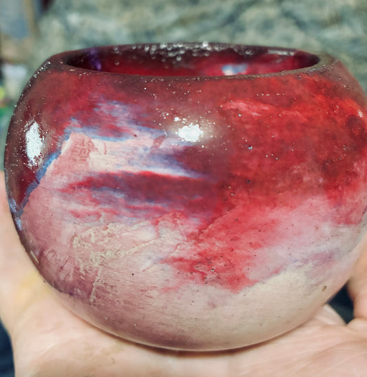 Red Marble Tealight Pot