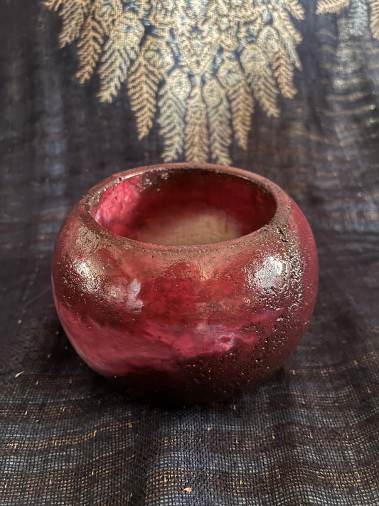 Red Marble Tealight Pot