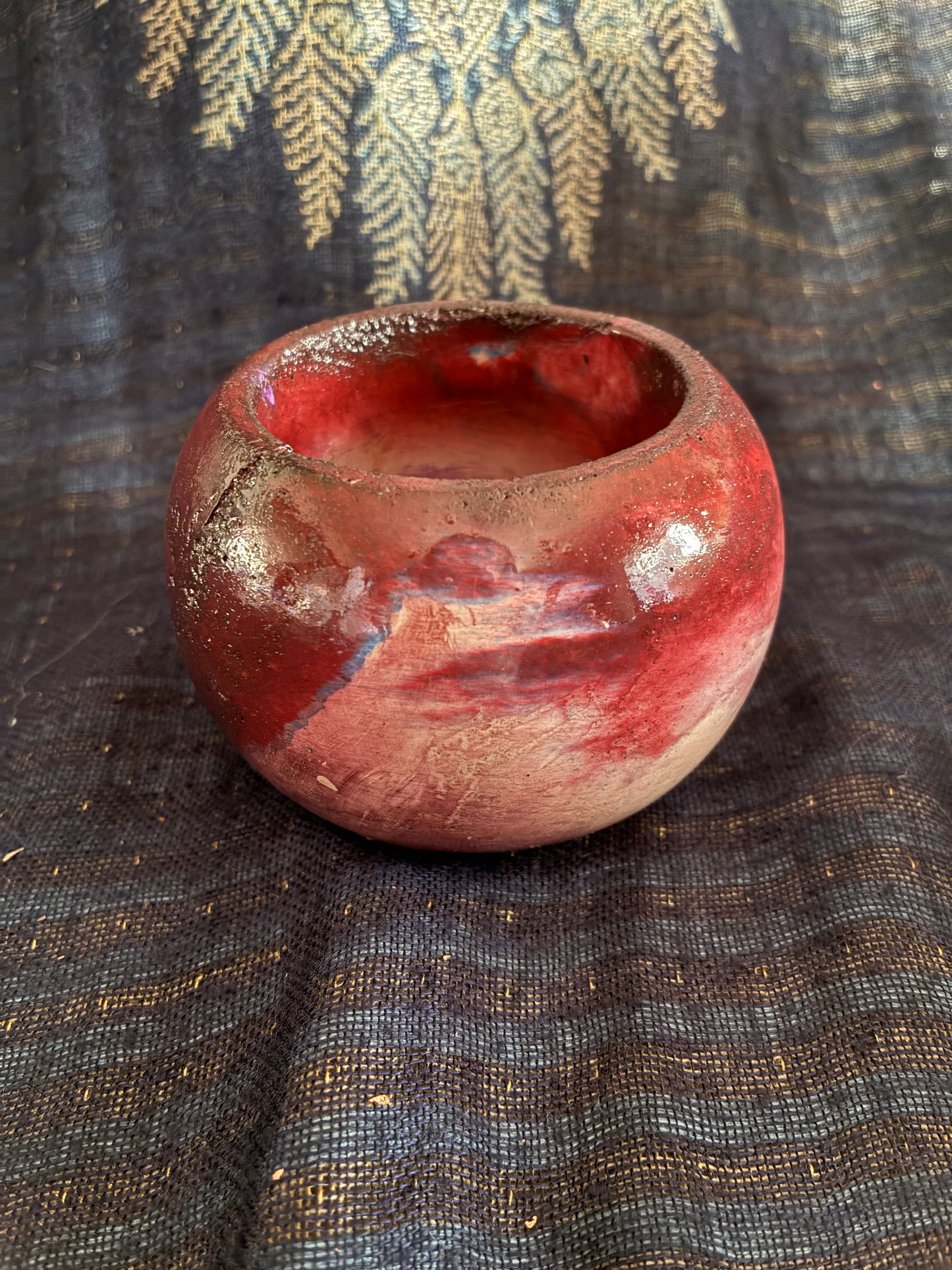 Red Marble Tealight Pot